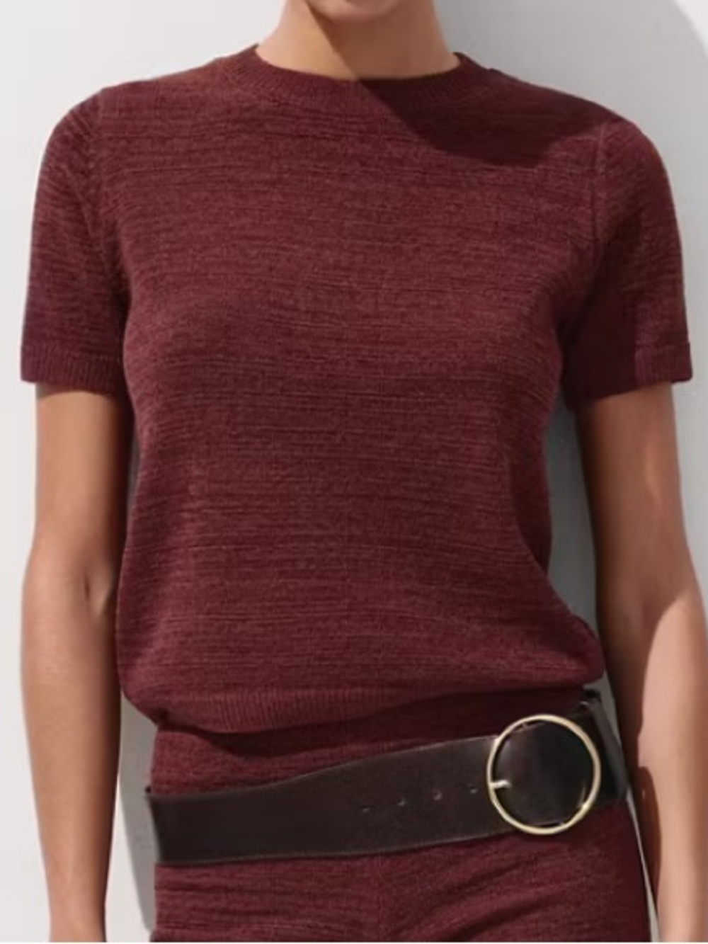 Mango Short Sleeve Knit Top in Rust Brown SHORT-SLEEVED KNITTED SWEATER 7152